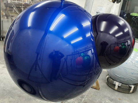 Beautiful blue, with deep indigo half sphere in production