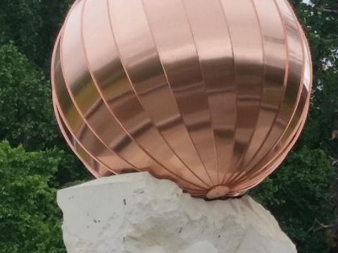 Close up of copper clad stainless steel sphere 