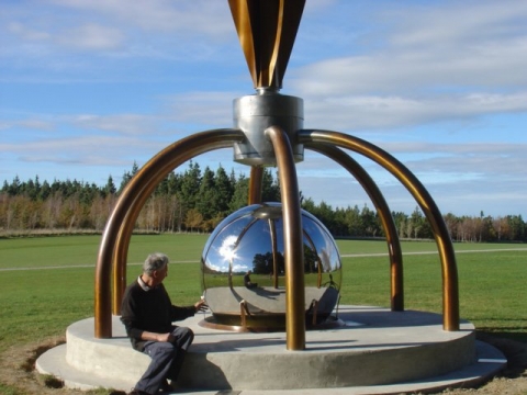 Andrew Drummond with his sculpture