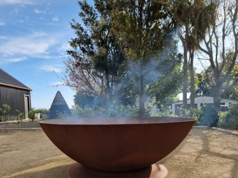 2.5m in diameter - the huge bowl can be used as a brazier or burning rubbish