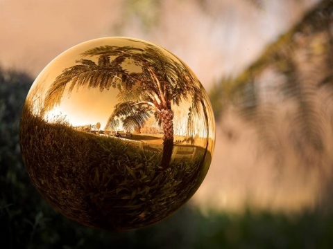 350mm gold plated mirror polished stainless steel sphere